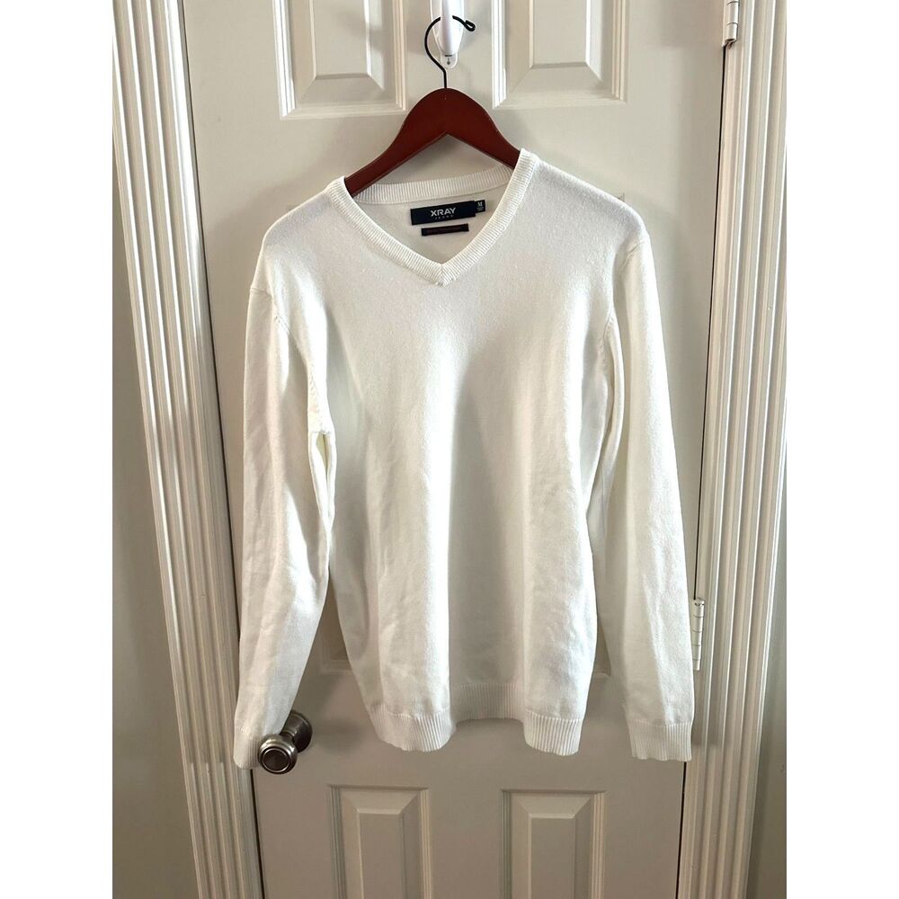 XRay Men’s Classic V-Neck Knit Sweater White - Medium